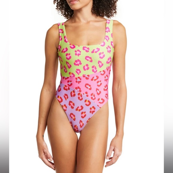 FARM RIO MAXI LEOPARD COLORBLOCK ONE PIECE SWIMSUIT - Picture 2 of 4